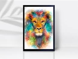 Lion Art Print Lion Wall Decor Bright