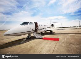private airplane red carpet stock photo