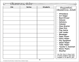 Classroom Jobs Chart Printable Forms And Record Sheets