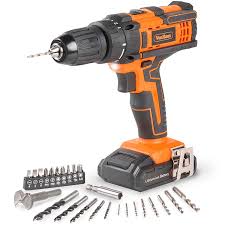 Vonhaus Cordless 18v Drill Driver With 1500mah Li Ion Battery Charger 26pc Drill Bit Set 35nm Torque With Led Work Light Two Speed Transmission