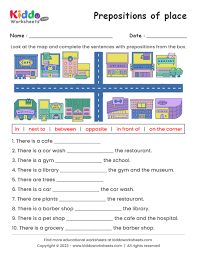 free printable prepositions of place