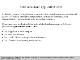 Job application letter for a waiter/ waitress. Hotel Accountant Application Letter