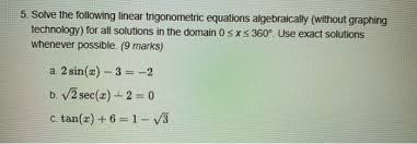 Linear Trigonometric Equations Chegg
