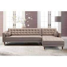 Armen Living Somerset Taupe Velvet Mid Century Modern Right Sectional Sofa