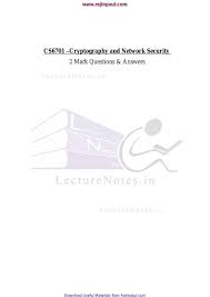 Includes bibliographical references and index. Important Questions Cryptography And Network Security Lecturenotes
