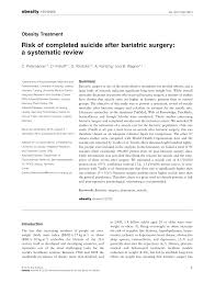 Pdf Risk Of Completed Suicide After Bariatric Surgery A