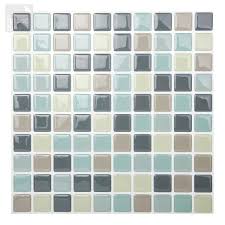 Tic Tac Tiles Mosaic Mintgray 10 In W
