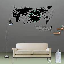 Modern Metal Large Map Wall Clock