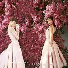 Beautiful Audrey Hepburn Cocktail Dresses Vintage High Quality Light Pink Tea Length Celebrity Formal Party Gown Going Out Dresses Ladies Dresses From