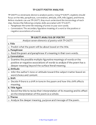 Poetry Analysis Guide Using Tp Castt