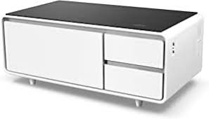 This solid wood coffee table not only adds a touch of. Amazon Com Sobro Coffee Table With Refrigerator Drawer Bluetooth Speakers Led Lights Usb Charging Ports For Tablets Laptops Or A Cell Phone Perfect For Parties Or Entertaining White Kitchen Dining