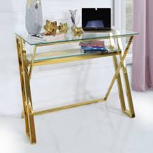 Dania Clear Glass Laptop Desk With Gold