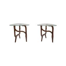 Polymorphic Teak And Glass Side Tables