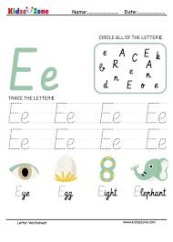 letter e tracing and fun worksheet