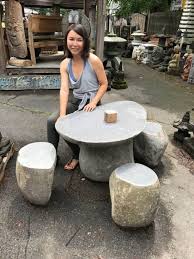 Hand Carved Garden Stone Table Stools