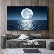 Black White Moon Canvas Painting Modern
