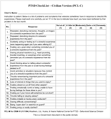 sheet of ptsd checklist ptsd post