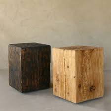 Pine Cube Table Stool Contemporary Side
