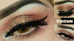 clic brown glitter eye makeup