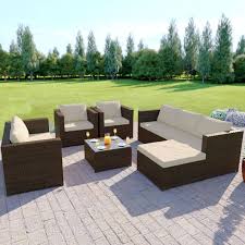 7 seat garden sofa set brown