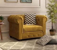 1 seater sofa velvet chestnut brown