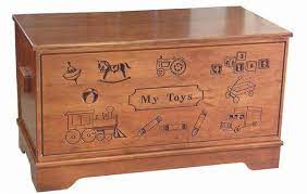 amish hardwood large carved toy chest