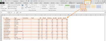 how to change table style in excel
