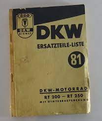 parts catalog dkw motorcycle rt 200