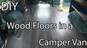 wood floor in van diy cervan