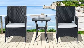 Twin Rattan Bistro Chair And Table Set