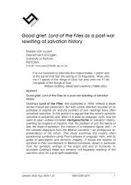 pdf good grief lord of the flies as a post war rewriting of 