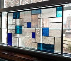 Geometric Stained Glass Window Panel