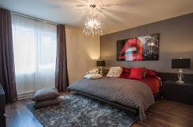 charming black red white gray bedroom