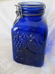 vintage cobalt blue glass jar canister