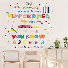 To apply these wall decals, slowly peel the sticker from the peel and stick backing, and add to the space of your choice. Buy Supzone Colorful Inspirational Wall Stickers Quotes Motivational Saying Wall Decal Lettering Phrases Sticker Everyone Has A Chance Diy Stars Wall Decor For Classroom Nursery Kids Bedroom Playroom Online In Turkey B08xhyqgsb
