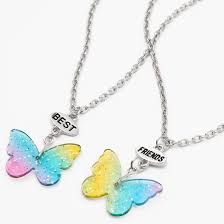 Glitter Erfly Pendant Necklaces