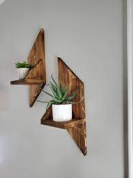 Geometric Shelves Wood Wall