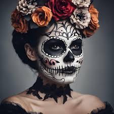 portrait of a woman with sugar skull