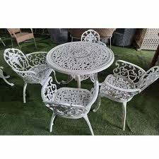 White Outdoor Cast Aluminum Chair Set