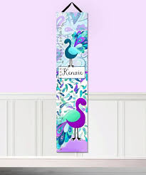 Canvas Growth Chart Pretty Purple Peacock Girls Bedroom Baby