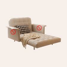 Folding Sofa Bed Pu Leather Beige