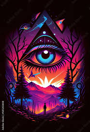 illuminati eye psychedelic cartoon