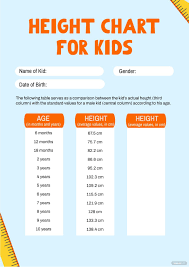 free height chart for kids