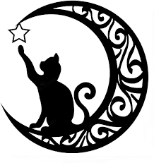 Black Cat And Moon Wall Art Moon Phase