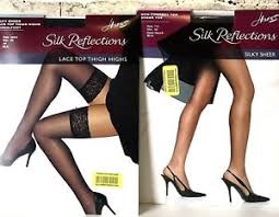 Details About Hanes Silk Reflections Size Ab Lace Top Thigh Highs Non Control Top Sheer Toe