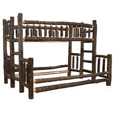 Hickory Log Staggered Bunk Bed Rustic