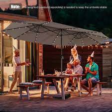 15 Ft Twin Patio Umbrella In Light