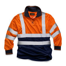 Standsafe Hv033 High Visibility Longsleeve Polo Shirt Orange Navy Blue