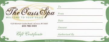the oasis spa gift certificates