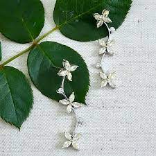 flower vine earrings canary cz silver